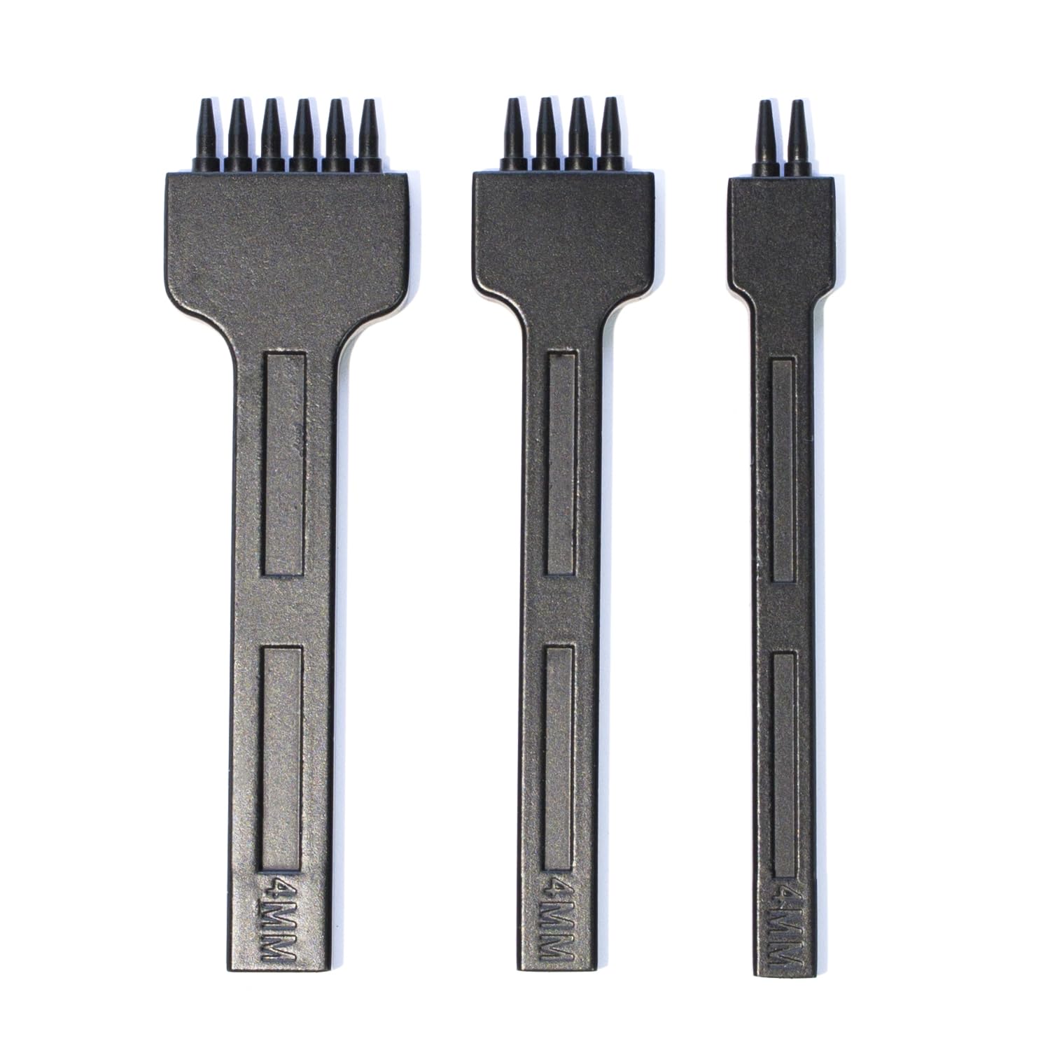 CRAFTPOINT Leather Hole Punch Set, 4mm, 3 Pieces Stainless Steel Ejector with 1mm Round Holes, Leather Punch Tool for Belt and Bag