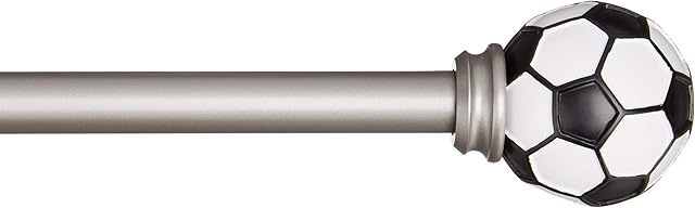 Amazon Basics Decorative 1,6 cm Curtain Rod with Soccer Ball Finials - 122 cm