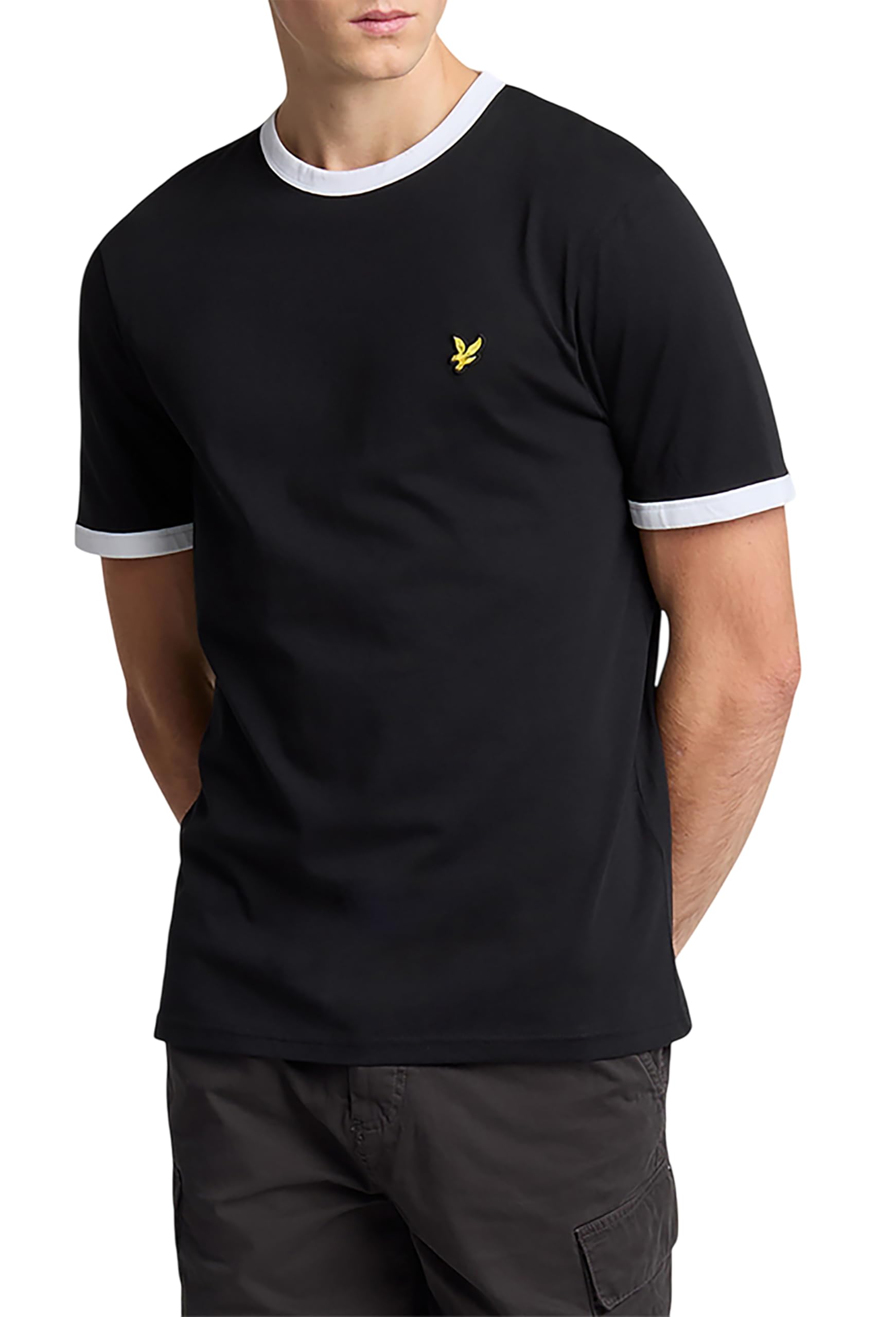 Lyle & Scott Men's Jet Black/White Ringer T-Shirt Medium