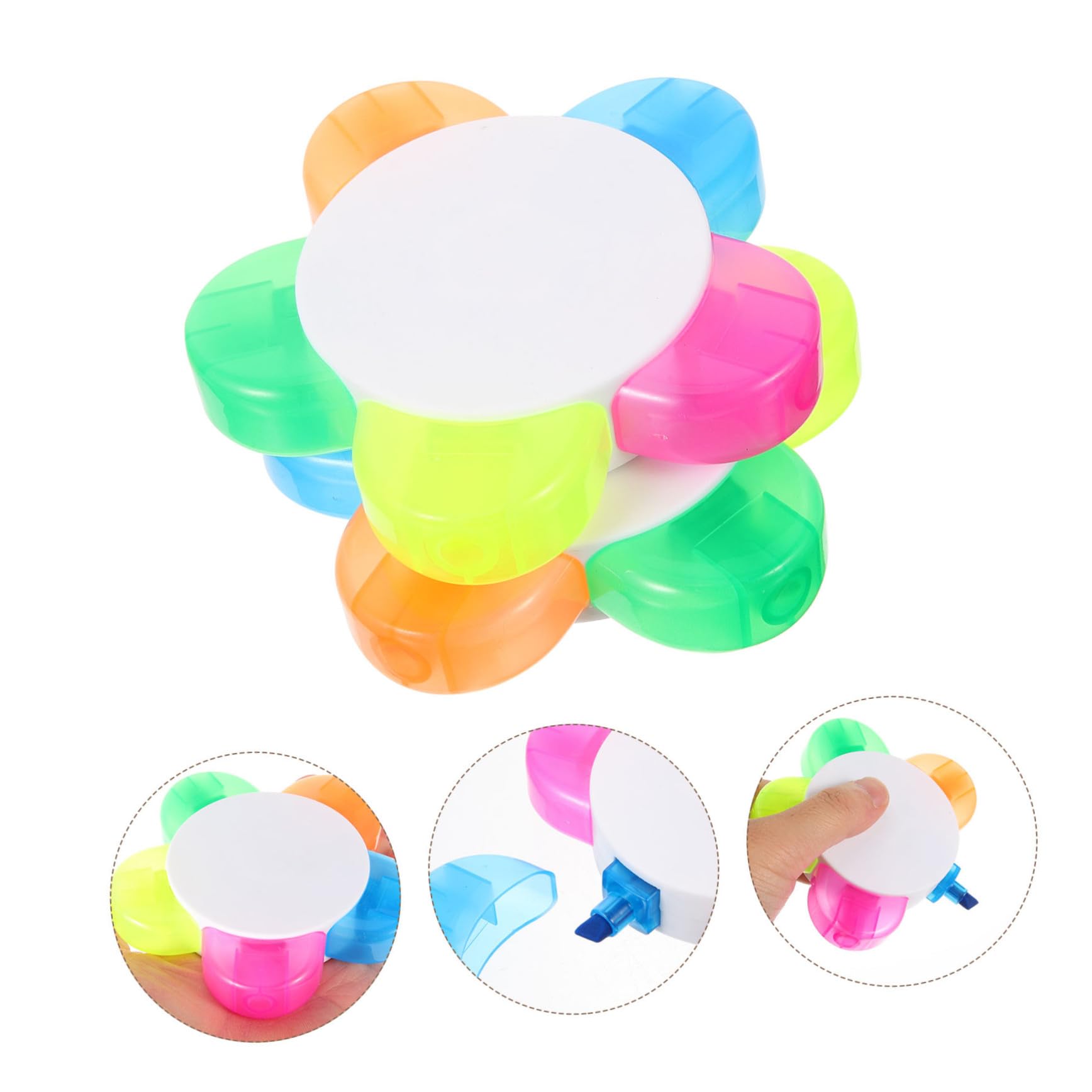 10pièces Surligneur à Fleurs Couleurs Stylos Surligneurs Fluorescents Forme Unique Pétale Outils Annotation pour Étudiants et Prise de Notes
