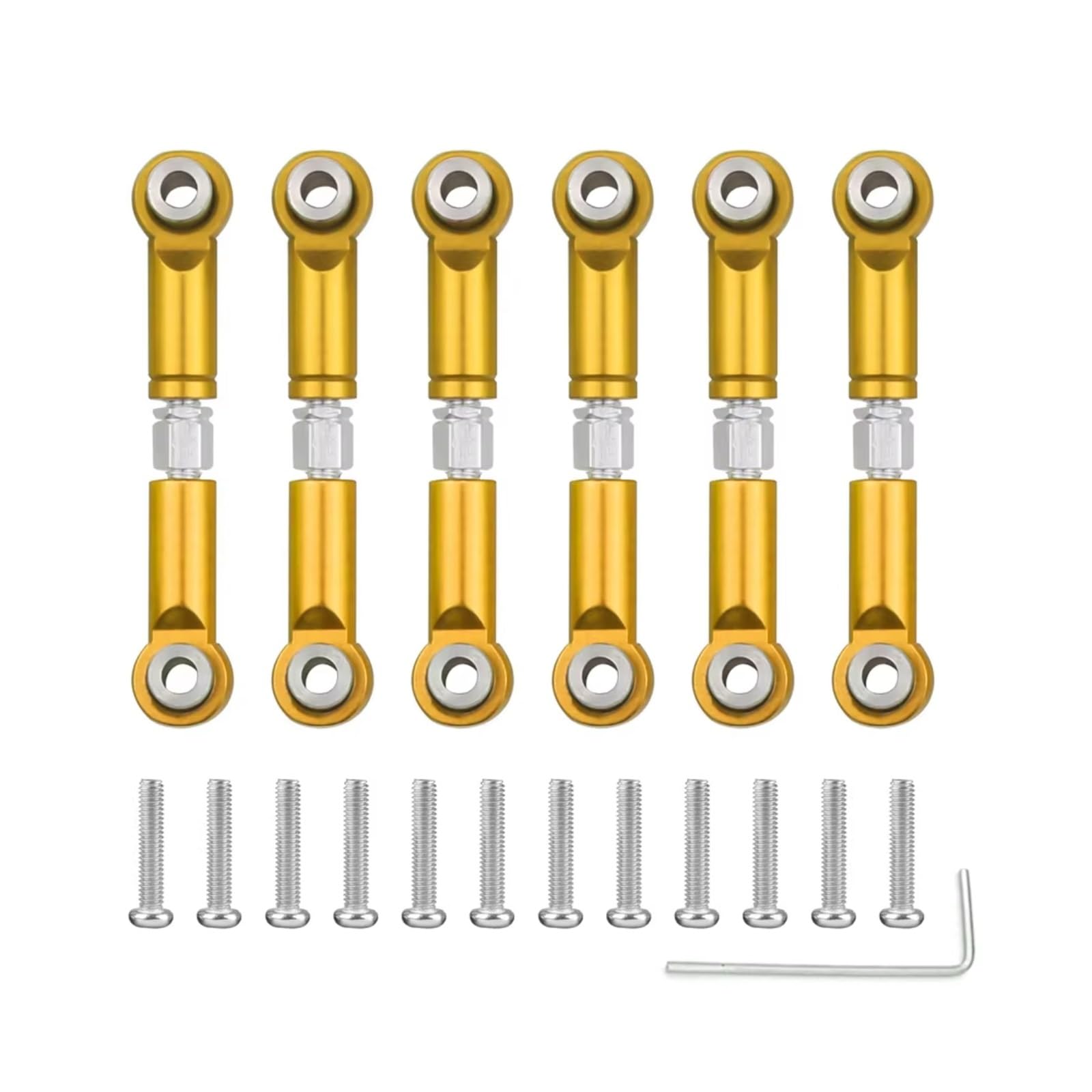 Rc Special Connecting Rod for Wltoys A949 A959 A969 A979 K929 1/18 6PCS Metal Front/Rear Link Tie Rod RC Car Tracked Vehicle Parts and Accessories Upgrade Replacement Use(Yellow)