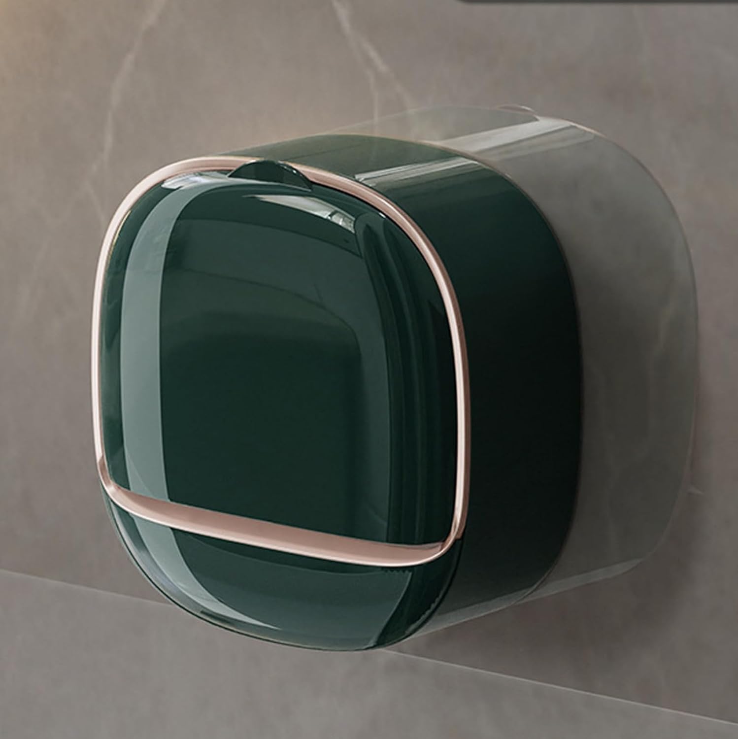 Shower Soap Dish Holder with Lid Wall Mounted Soap Box Bar Soap Holder with Drain Soap Box Container for Shower Bathroom Bathtub Kitchen Sink Adhesive Included (Green) image 5