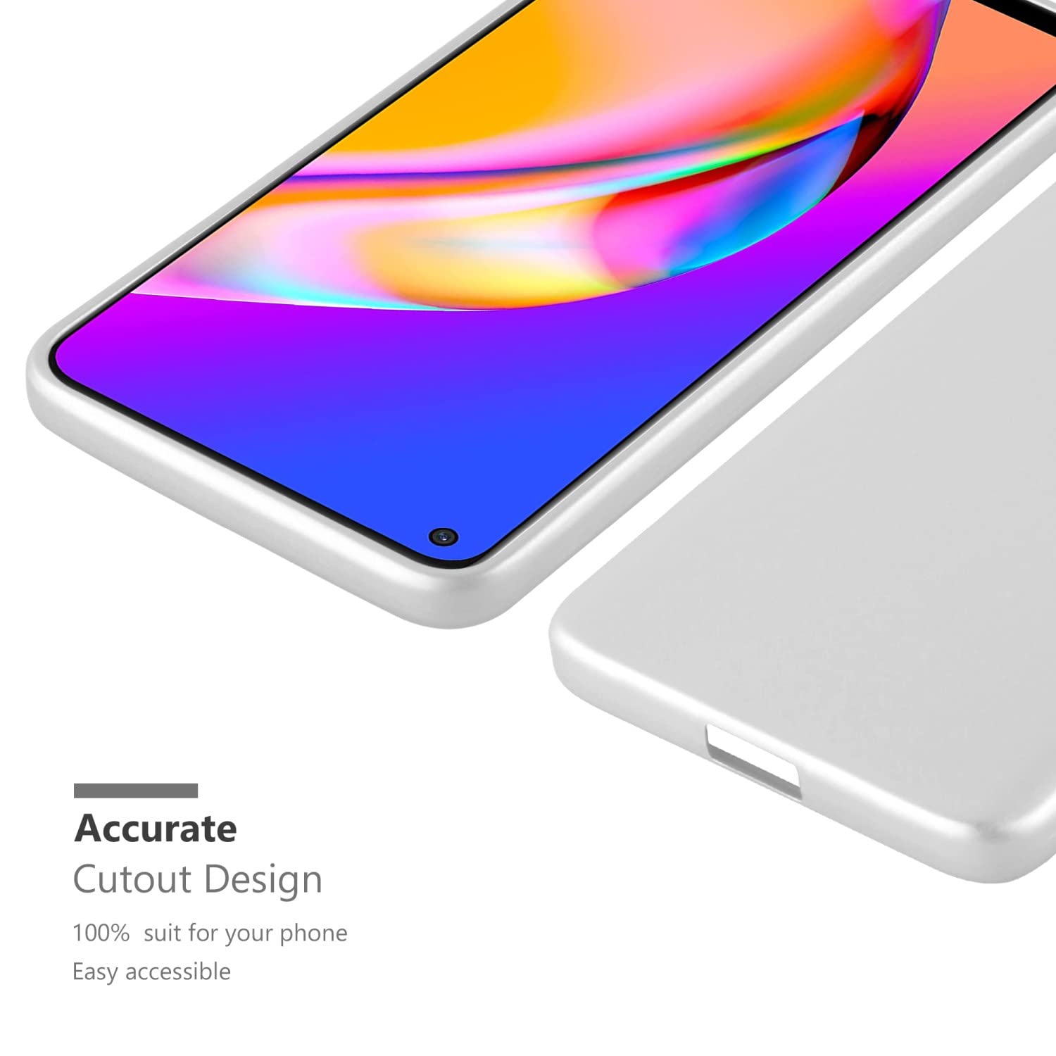 Cadorabo Custodia compatibile con Oppo A94 5G in ARGENTO METALLICO - Morbida Cover Protettiva Sottile di Silicone TPU con Bordo Protezione - Ultra Slim Case Antiurto Gel Back Bumper Guscio