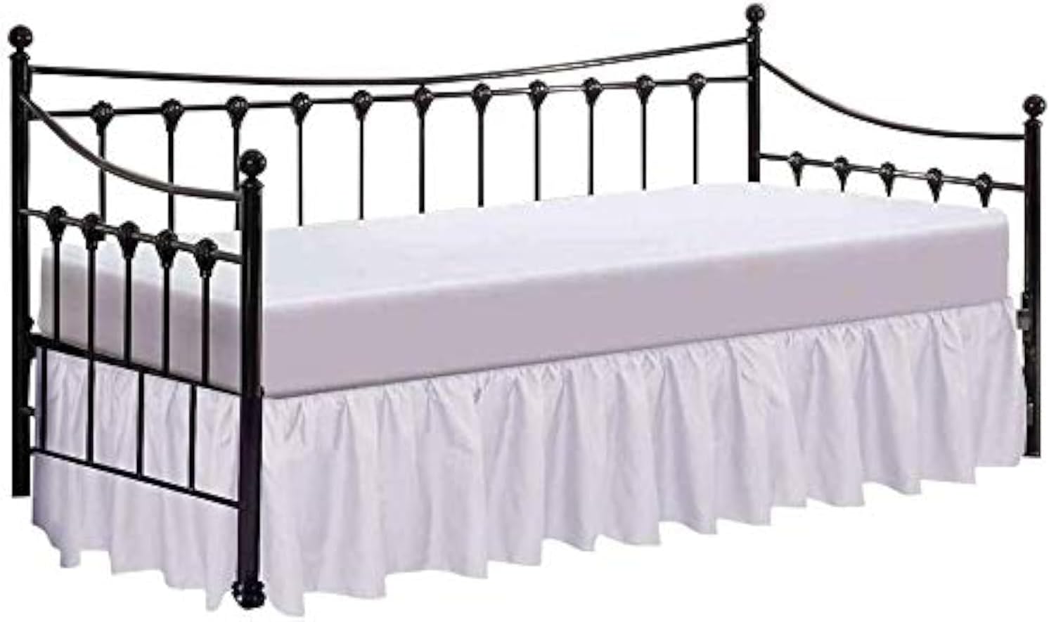 Daybed Skirt with Split Corners Twin Size Dust Ruffle Bedskirt - Bed Skirt for Day beds- Split Corners, Ruffle Gather- Genuine Poly Cotton/Microfiber - 16 Inch Bed Skirt Twin Size White Bed Skirts