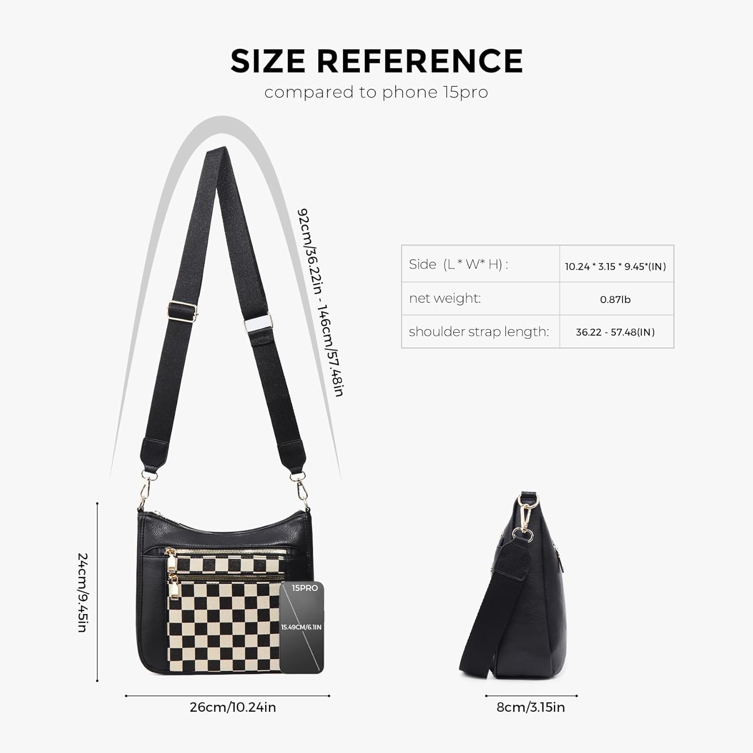 Checkered Crossbody Bags for Women Hobo Handbags Checkered Purse Trendy Crossbody Shoulder Purse