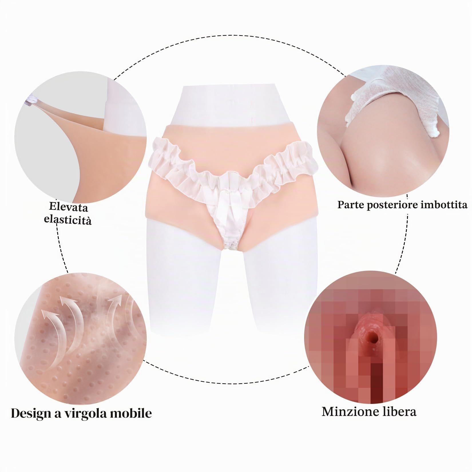 Intimo Contour in Silicone per Crossdresser Slip Realistici con Aspect Femminile Artificiale Funzionalità per Transgender MTF Cosplay e Cross Dressing