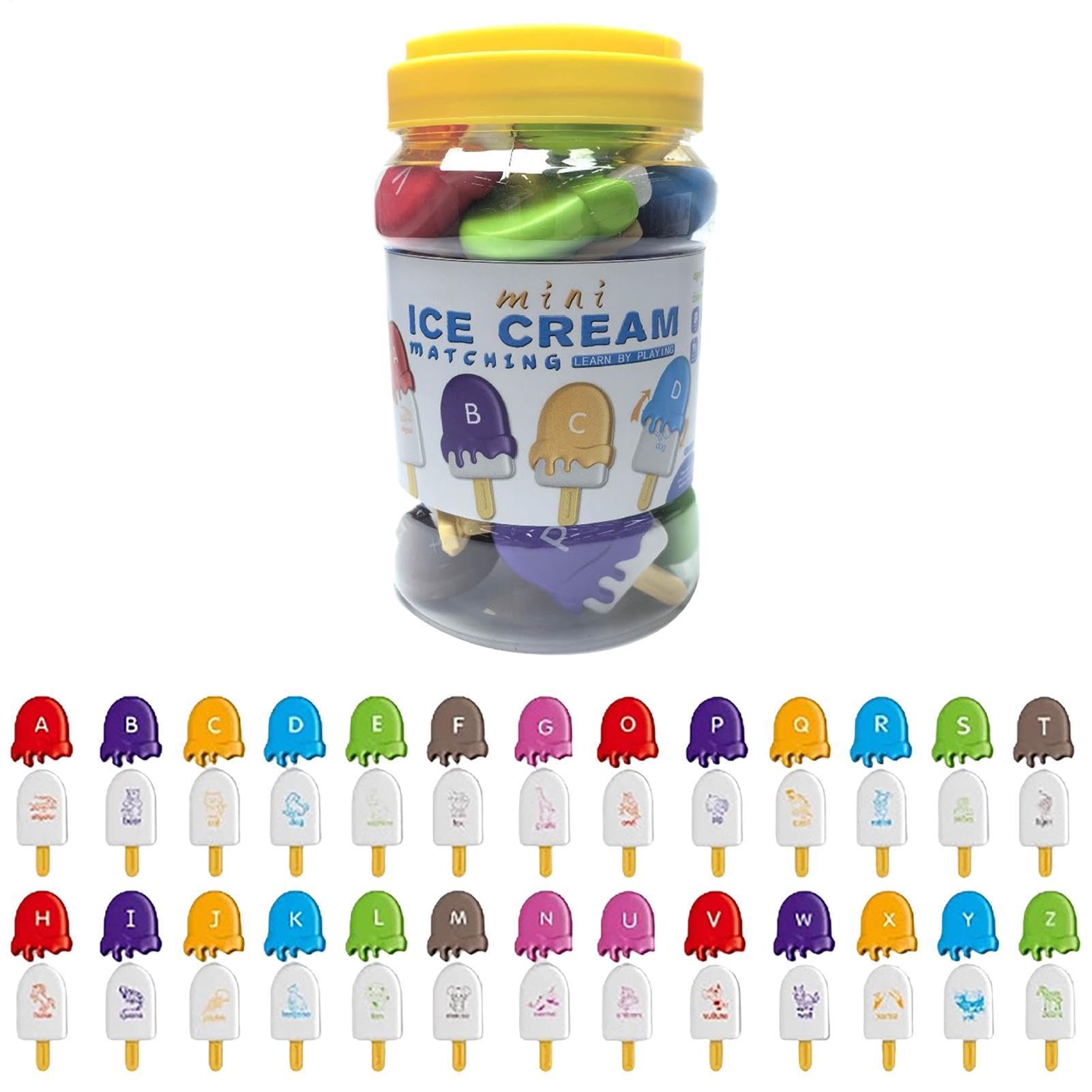 Letter Recognition For Preschoolers - Ice Cream Matching Toy | Color Word Learning Game | Word Recognition Toy, Early Education Activity Set, Alphabet Sorting