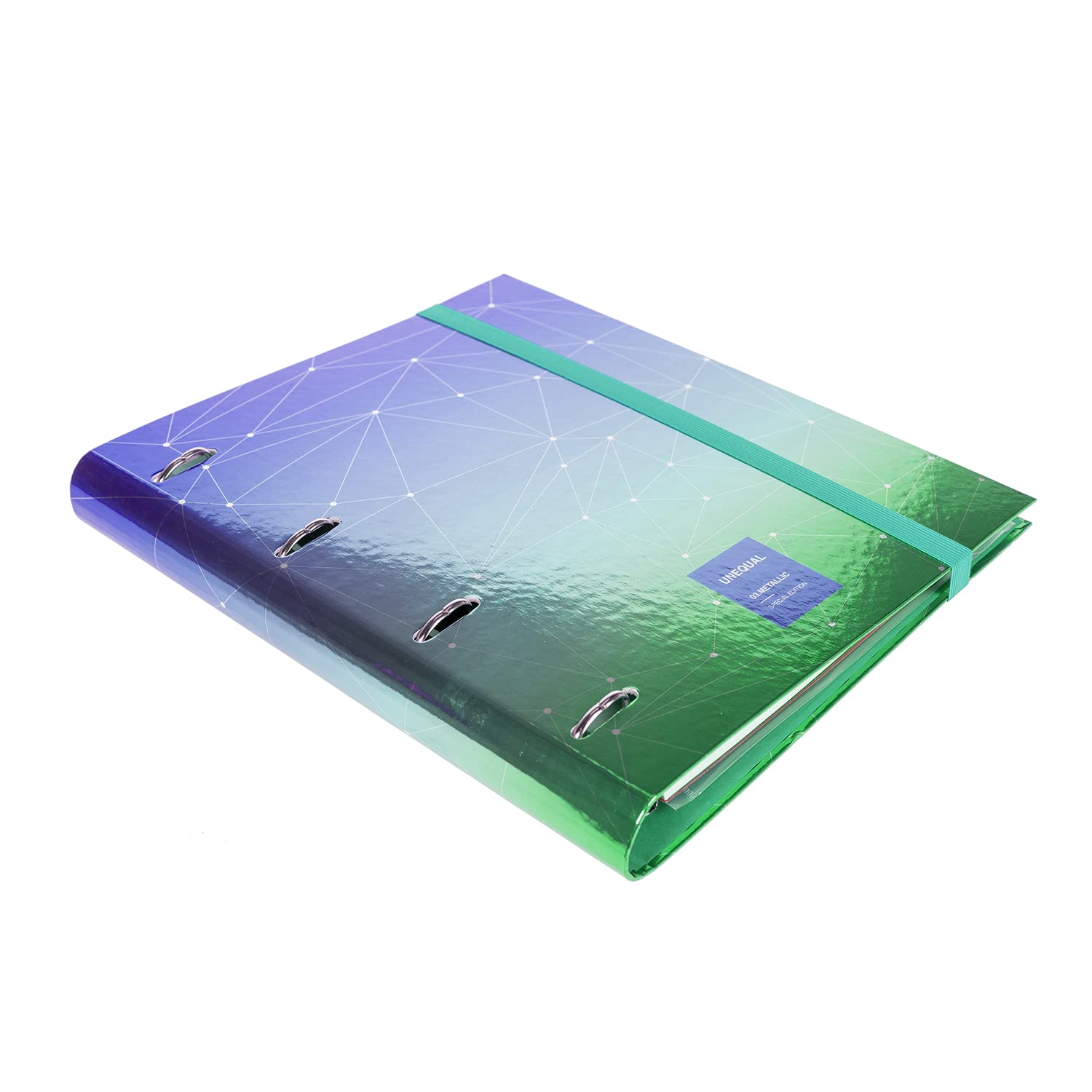 Grafoplás 4 Ring Binder Squared 5x5 90g A4 Plain Metal Finish with Dividers and Clear Envelope Carpebook, Purple