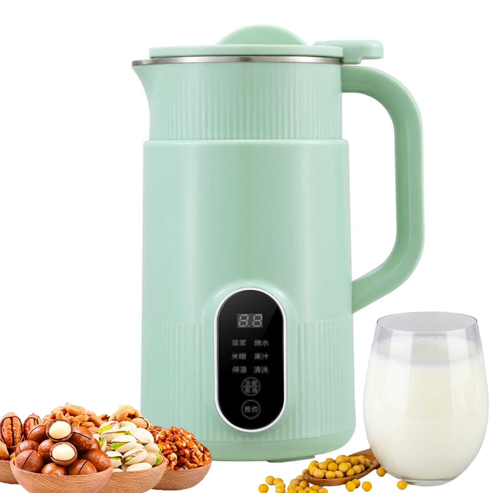 Automatyczna maszyna do produkcji mleka sojowego, 800 ml, automatyczna maszyna do produkcji mleka roślinnego z orzechami, 12-godzinnym timerem i funkcją utrzymywania ciepła, funkcj