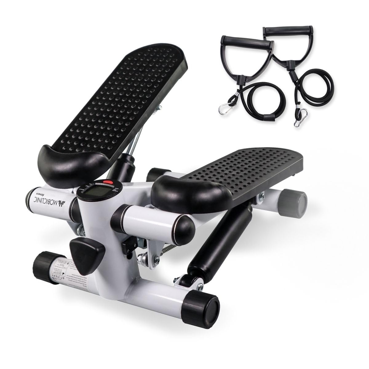 Mobiclinic® Fitness, Stepper, 2 en 1, Cuerdas de Resistencia, Multifunción, Brazos y piernas, Pantalla LCD, Carga 100 kg, Compacto, Gym casa, Altura Ajustable