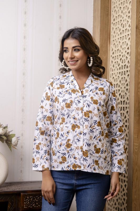 Image of Women's Cotton Floral Printed Summer Coat | Helps to Protect From Sunrays, Dust Pollution, Sunburn, Tanning of Skin | Ideal for Driving, Hot Summers, Traveling