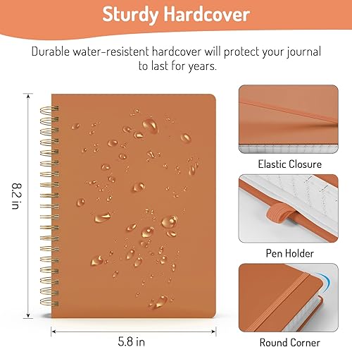 Vista 153 de Forvencer Cuaderno rayado en espiral con 300 páginas numeradas, diarios gruesos A5 para escribir con papel de 3.53 oz/m², cuadernos de tapa dura