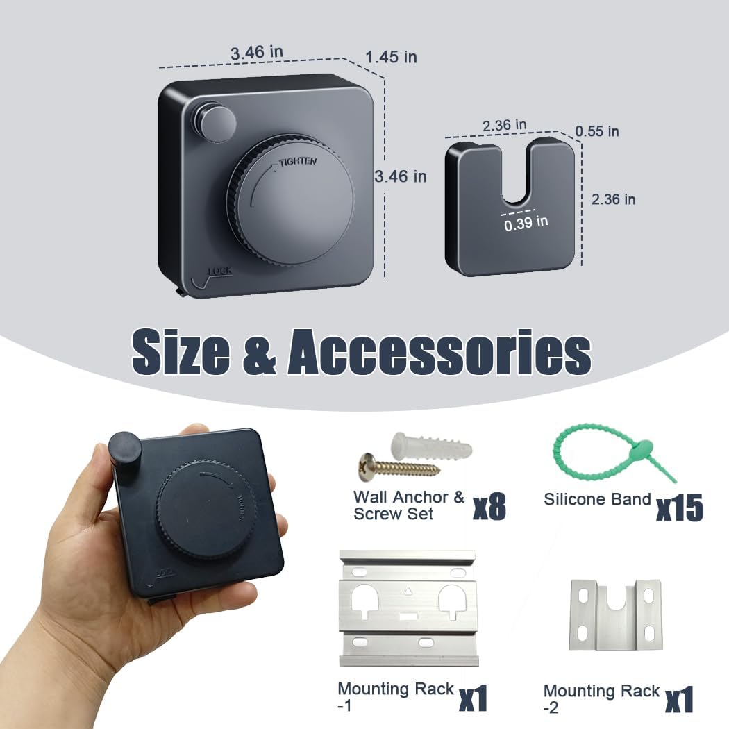 Garland Hanger for Front Door - Over the Door Adjustable Wall Mount Hangers with 15 Ties, 15.7Ft Tension Steel Rope Tapestry Hanger, Max Load 42lb, Garage Door Outside Holder for Christmas Decor