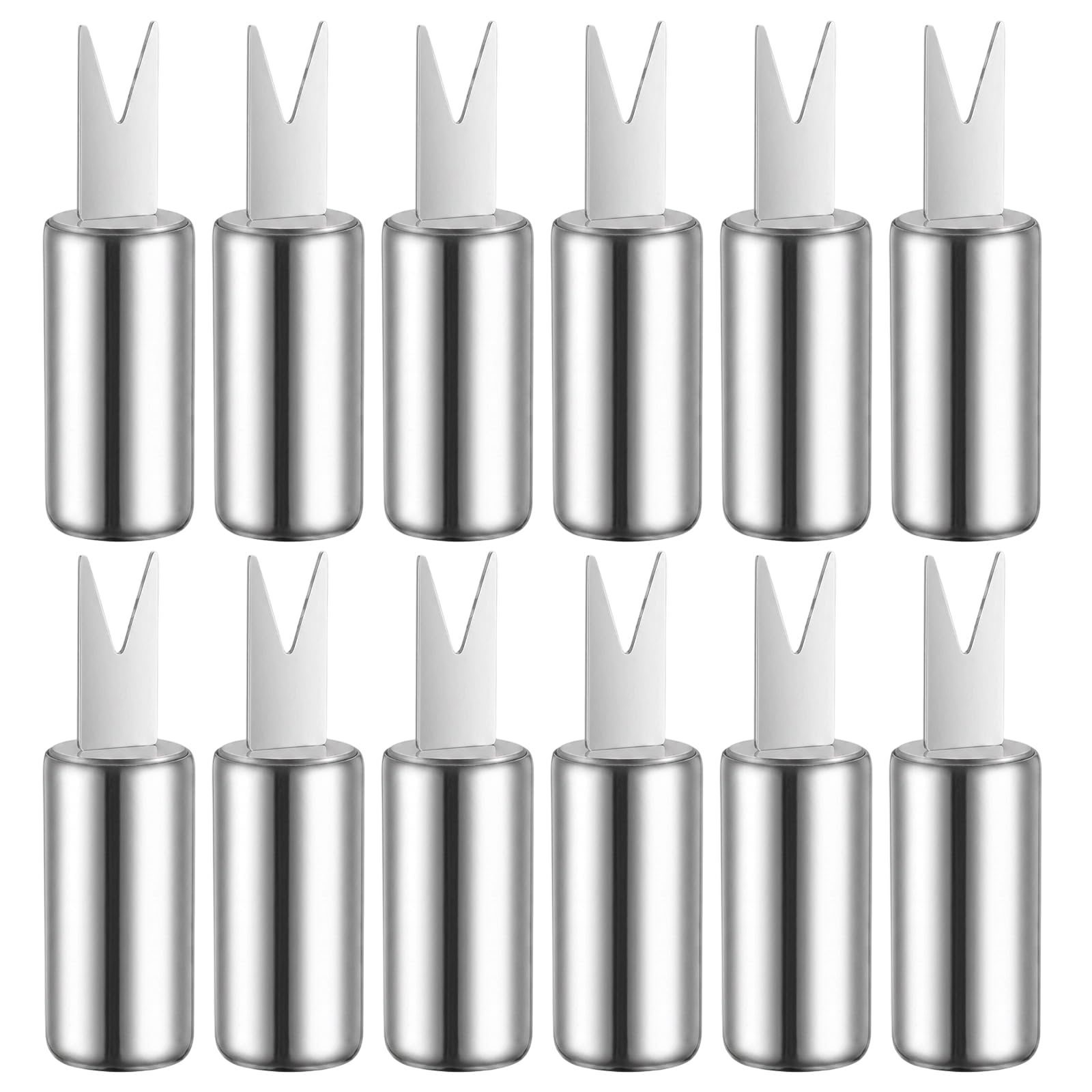 Sweetcorn Holders, Set of 12 Stainless Steel Corn on The Cob Skewers, Cylindrical Design Corn on The Cob Holders, Practical Kitchen Utensils for Easy Eating, Dimensions 6.2 Cm by 1.8 Cm by 1.8 Cm