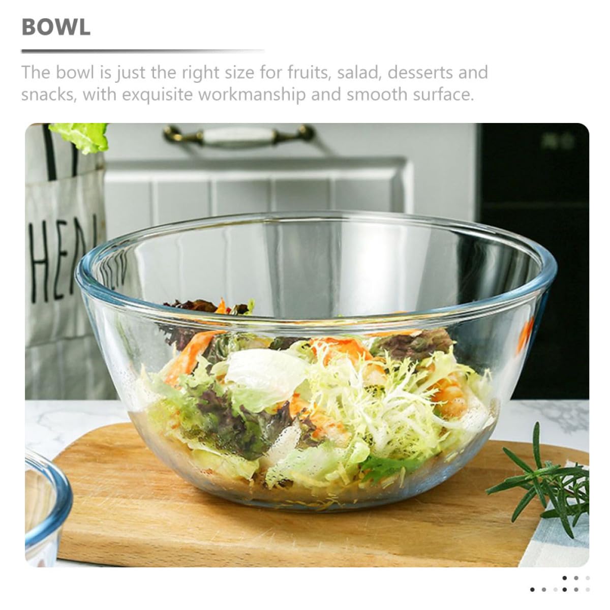 Klare Japanische Salatschüssel aus Glas Große Transparente Dessert Suppenschale Mikrowellengeeignet Stilvolle Haushalts servierschale für Salat Obst und Kuchen