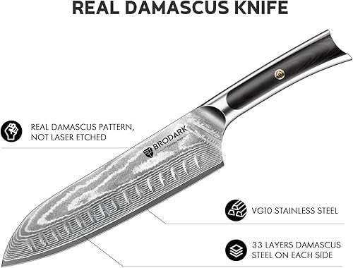 Miniatura 3 de BRODARK Cuchillo de chef de Damasco, 3 piezas, VG10 de acero de espiga completa, afilado, juego de cuchillos de chef profesionales para cocina,