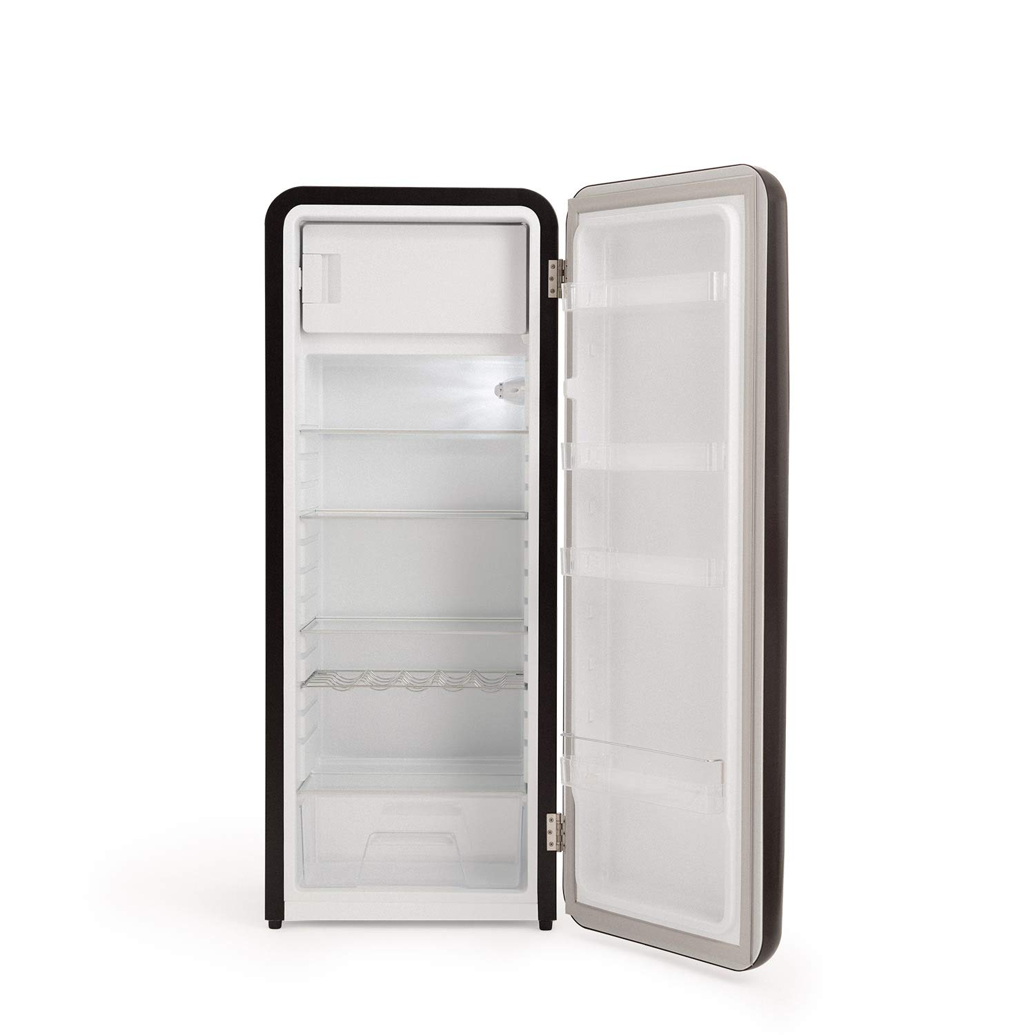 CREATE / RETRO FRIDGE 150 WOOD/Frigorífico blanco roto maneta madera con congelador 281L / 102W. bajo consumo. diseño vintage. 150cm. 3 estantes. regulador temperatura. botellero. 60x60x150cm — view 90