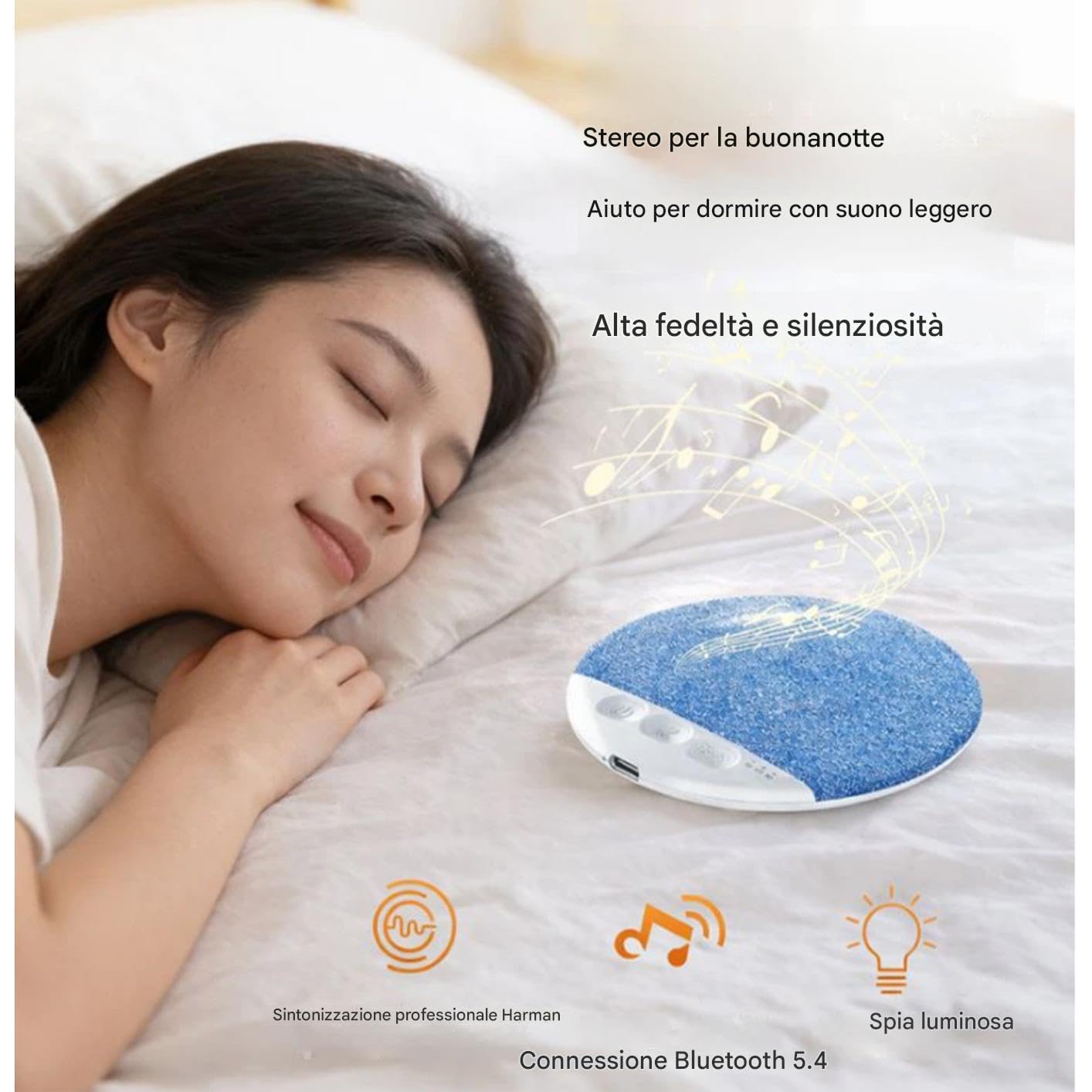 Cassa Bluetooth Sotto Cuscino,Altoparlante Da Cuscino,Ultra Sottile, Portatile, Silenzioso, Per Camera Da Letto, Hotel, Campeggio, Viaggi, Studenti (Blu,2)