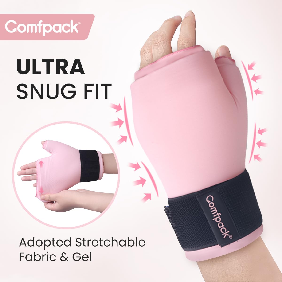 Comfpack Guante de hielo de mano para artritis, bolsa de hielo para pulgar para túnel carpiano, gel reutilizable, terapia de frío y calor, alivio del dolor para tenosinovitis, hinchazón, cirugía,