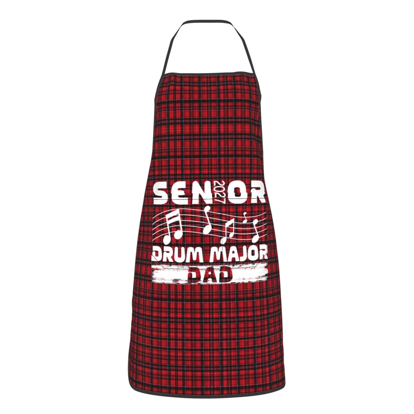 nopicsn Senior 2027 Drum Major Apron for cooking with Pockets Women Men Kitchen Chef Funny Aprons