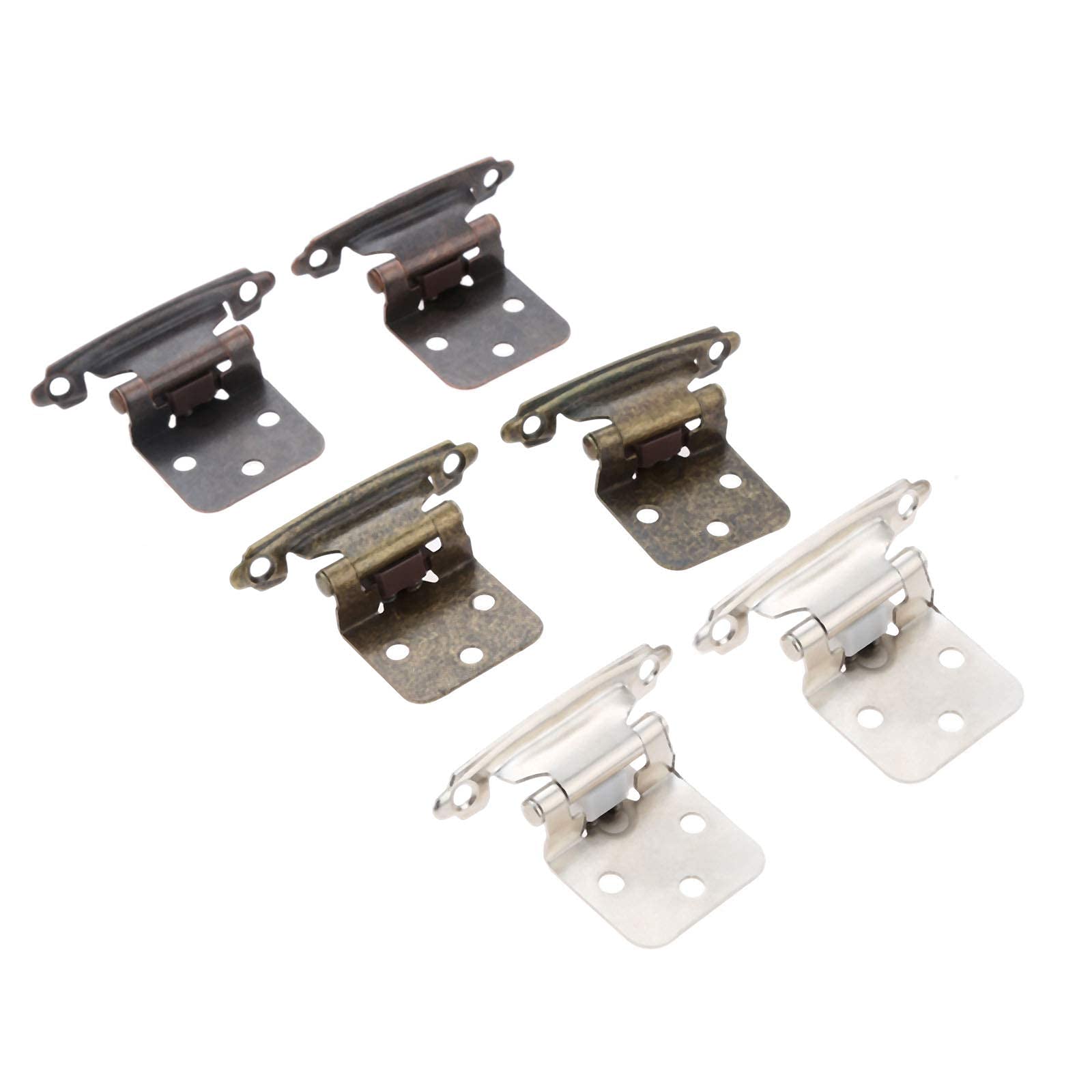 Nvsfzgiyg A Hinge, 6Pcs Overlay Cabinet Self-Closing Door Kitchen Cupboard Flush With Screws(A)