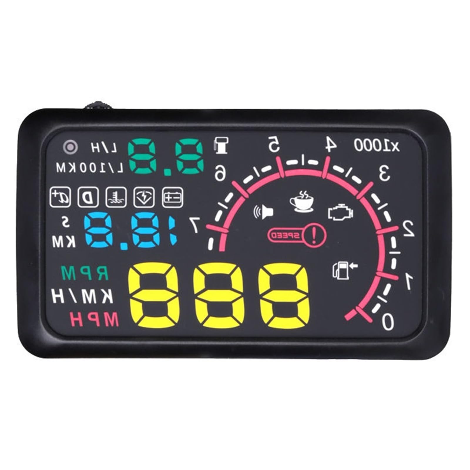 OBD2 HUD Pantalla Frontal De Coche LED Proyector De Parabrisas 5,5 "A8 Herramienta De Diagnóstico De Datos De Alarma De Voltaje 4" X6 Advertencia De Combustible De Velocidad