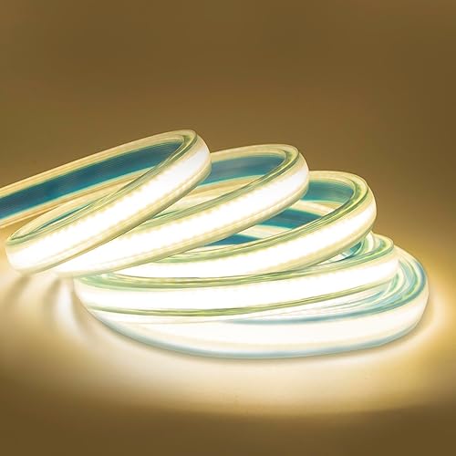 Miniatura 8 de Tira de luces LED de 6.56 pies, 110 V, blanco cálido brillante, tira de luces LED COB de 6.6 ft, 120 V, IP67, impermeable, tiras de luz flexibles