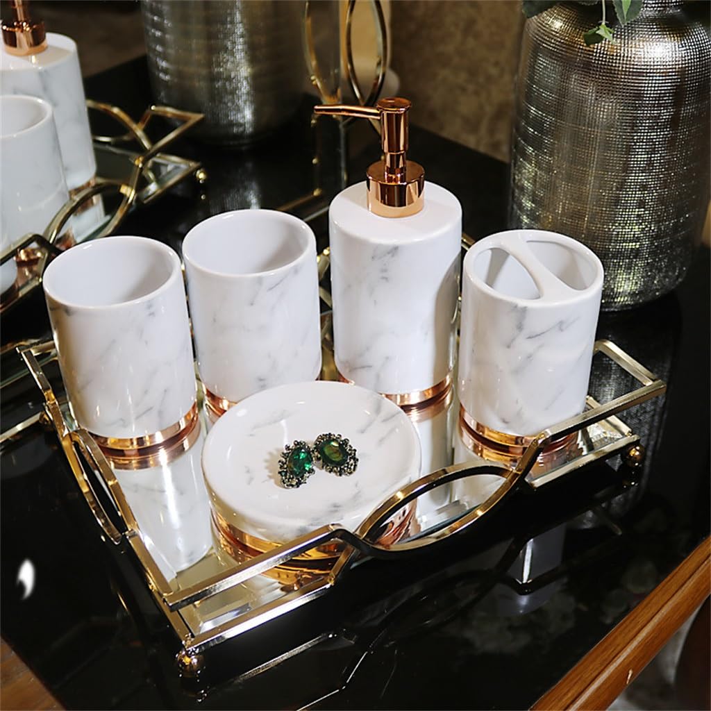 Ceramic Bathroom Five-piece Set Nordic Imitation Marbled Wash Suite European Hotel Supplies