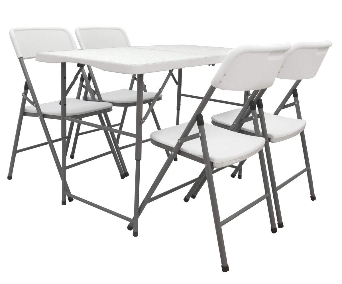 AMANKA Juego de Muebles de Jardín - Mesa 120 cm con 4 Sillas Grupo de Asientos Plegable Impermeable