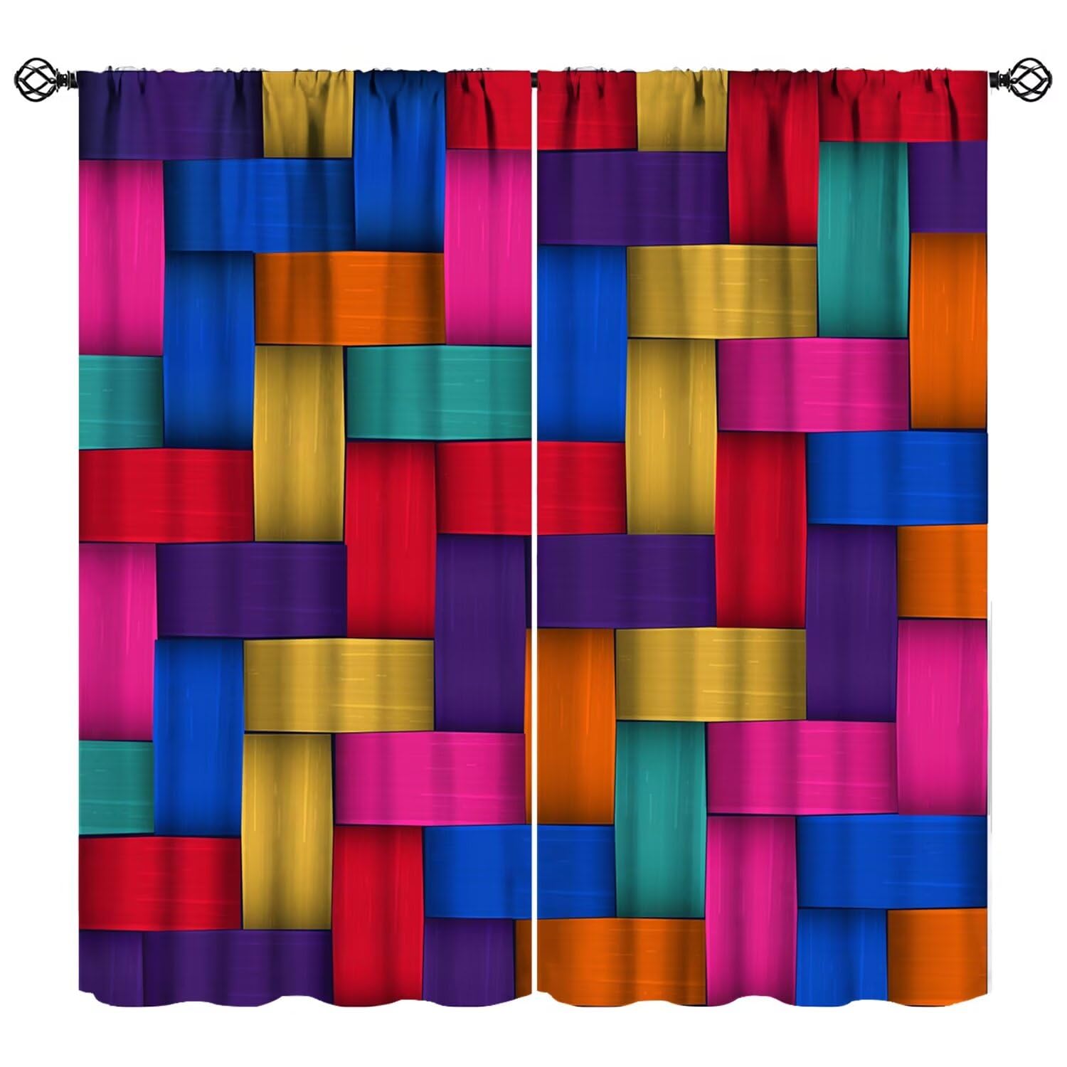 JESTRONRY Mexican Element Curtains,Traditional Colorful Mexican Palm Weaving Pattern Window Treatments Bedroom Living Room Curtain, Home Decor Rod Pocket Window Drapes 42x54 Inch Blackout