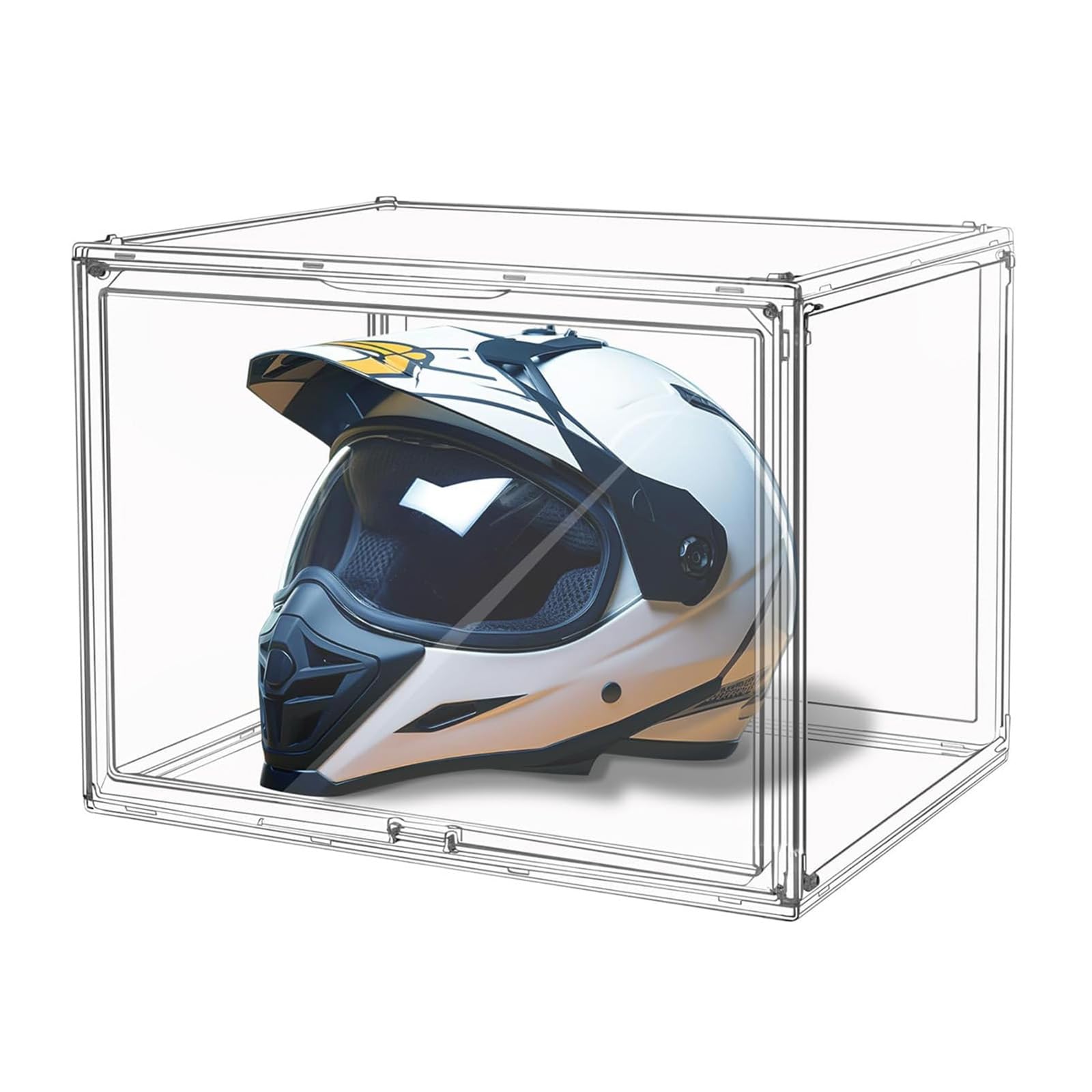2pcs 45x33x33cm Vitrine en Transparent avec Boîte de Rangement Empilable | Madehay Vitrine Porte Magnétique pour Casque Modèle de Voiture Figurines d'action Objets de Collection, DIY