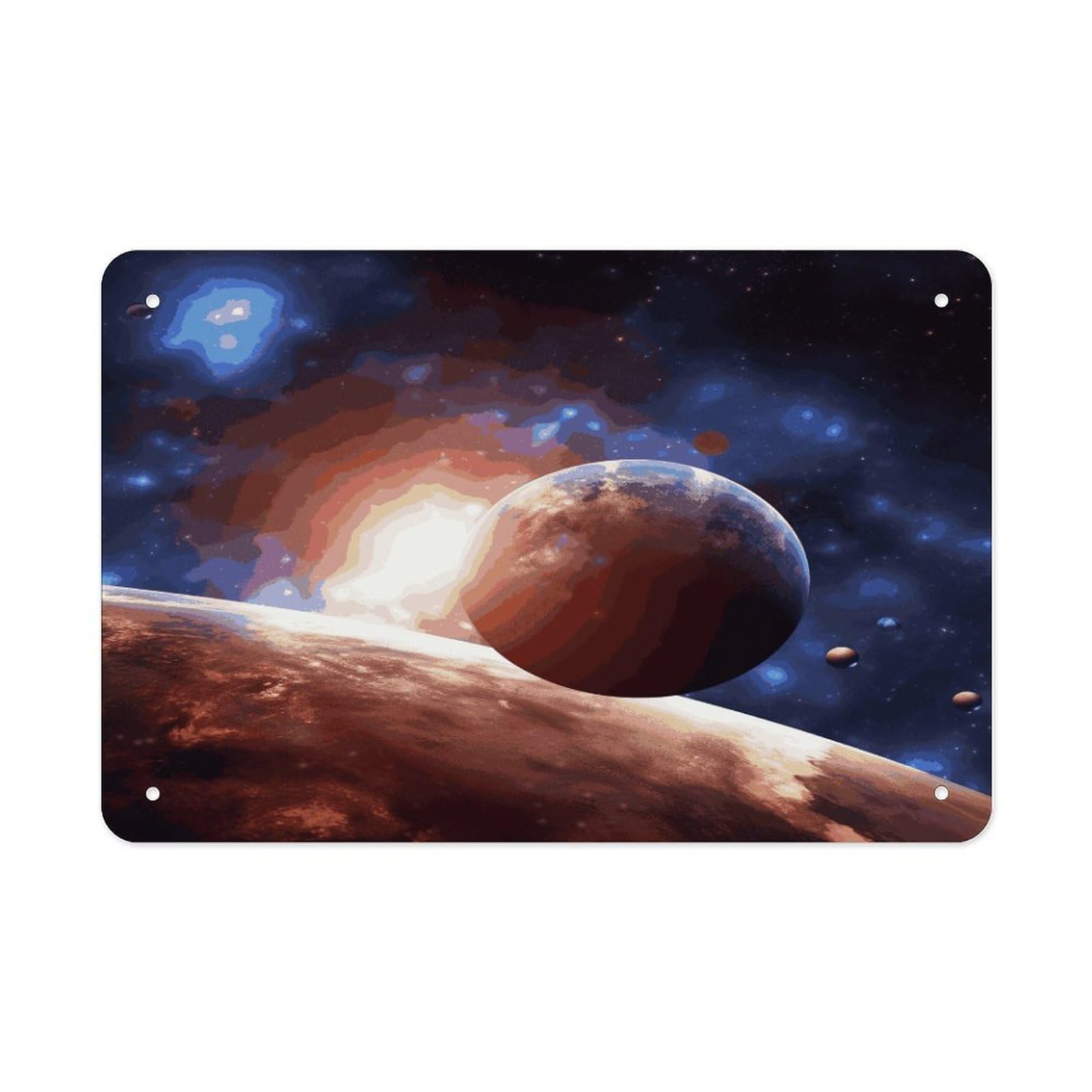 Retro Metal Signs Decorations Vintage Planets in Space Background Tin Sign Iron Painting Home Family Poster Personalized Art Wall Decor Funny Plaque Sheet for Home Gift Party 8x12 In