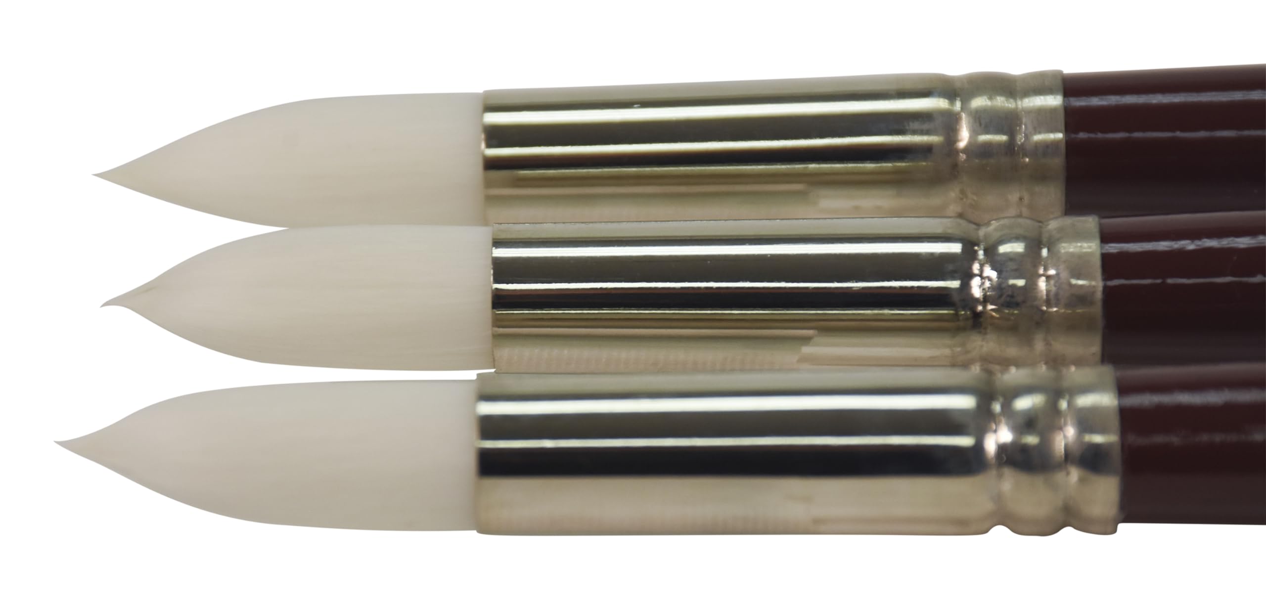 Sax Optimium White Taklon Brushes, Round Type, Long Handle, Size 12, Pack of 3 - Image 2