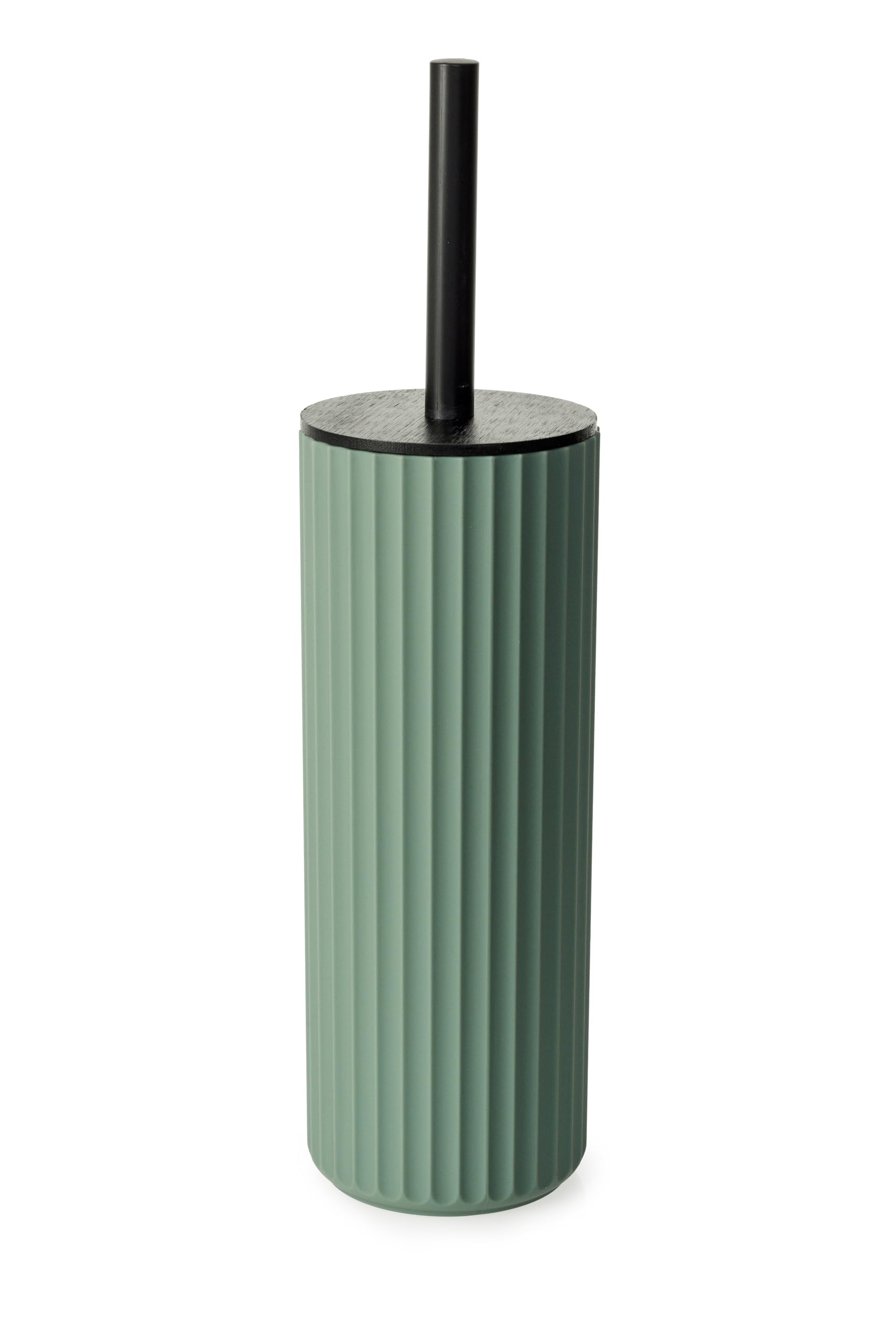 Blue Canyon Berkeley Toilet Brush with Bamboo Lid for Bathroom & Office, Plastic Head for Deep Cleaning, Compact Size, Elegant Design, Odour Free Holder, Hygienic Brush, Green