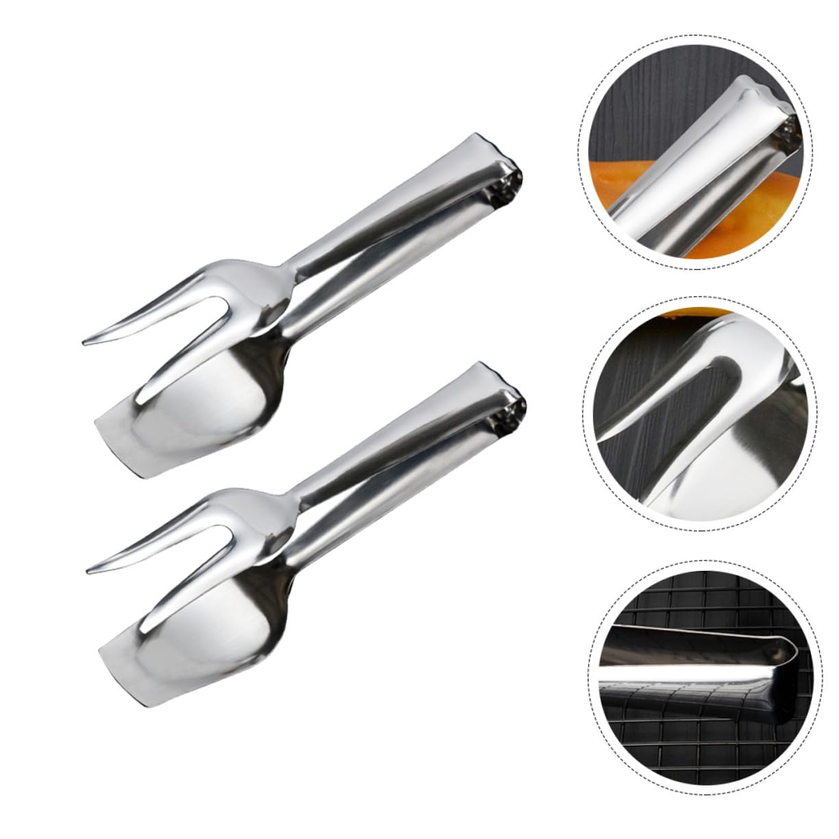 Pinze per Servire Cibo in Acciaio Inox 2 Pezzi per Cucina | Argento, Presa Sicura e Protezione dal Calore, Adatte a Buffet, Nozze e Tè Pomeridiano