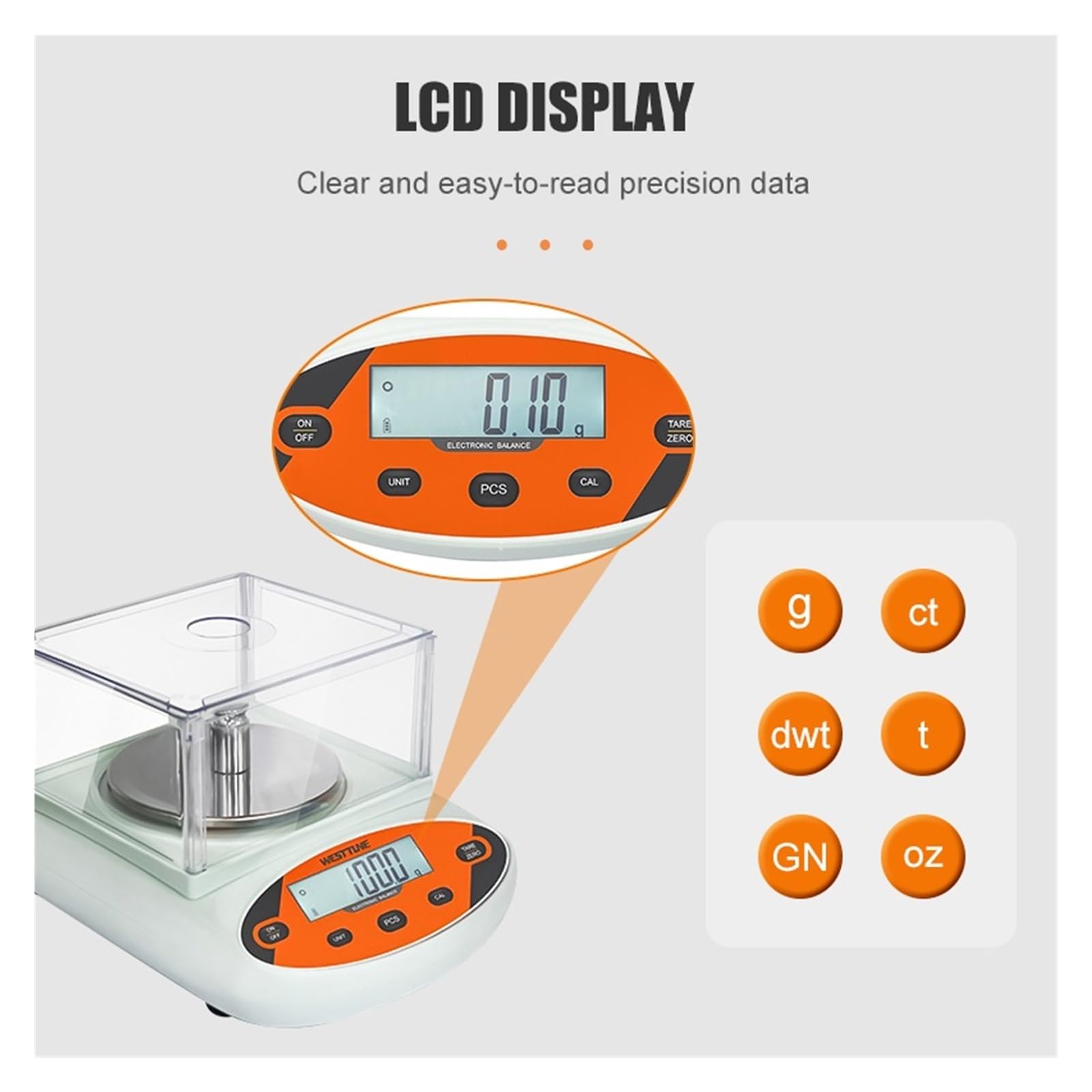 Básculas Digitales, Balanza de precisión digital de 0,01 g Balanza electrónica de capacidad de 300 g a 5000 g con pantalla LCD(WT-EB10002S)