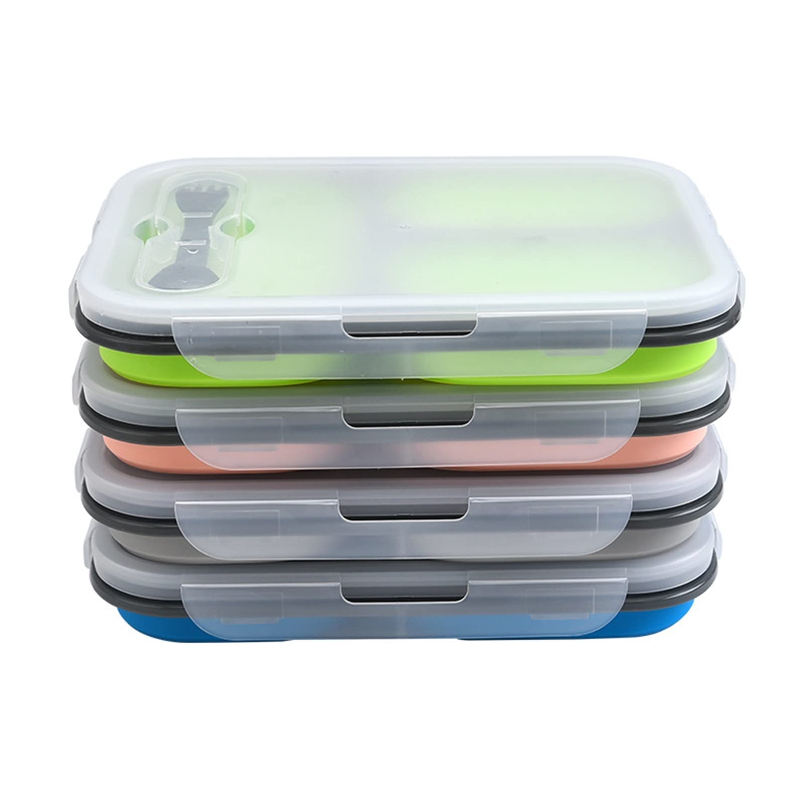 Boîte à Lunch Bento avec cuillères et fourchettes Multifonctions, Comprenant Un Couvercle Chauffant en PP, Une boîte de Cuisine rectangulaire Pliable et Un récipient de Conservation.