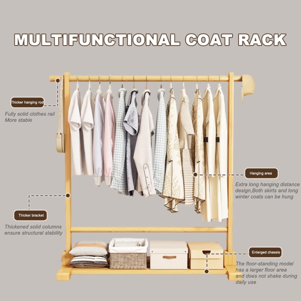 Appendiabiti in legno con ripiani - Abbigliamento portatile per camera da letto 120x40x163cm - &Armadio
