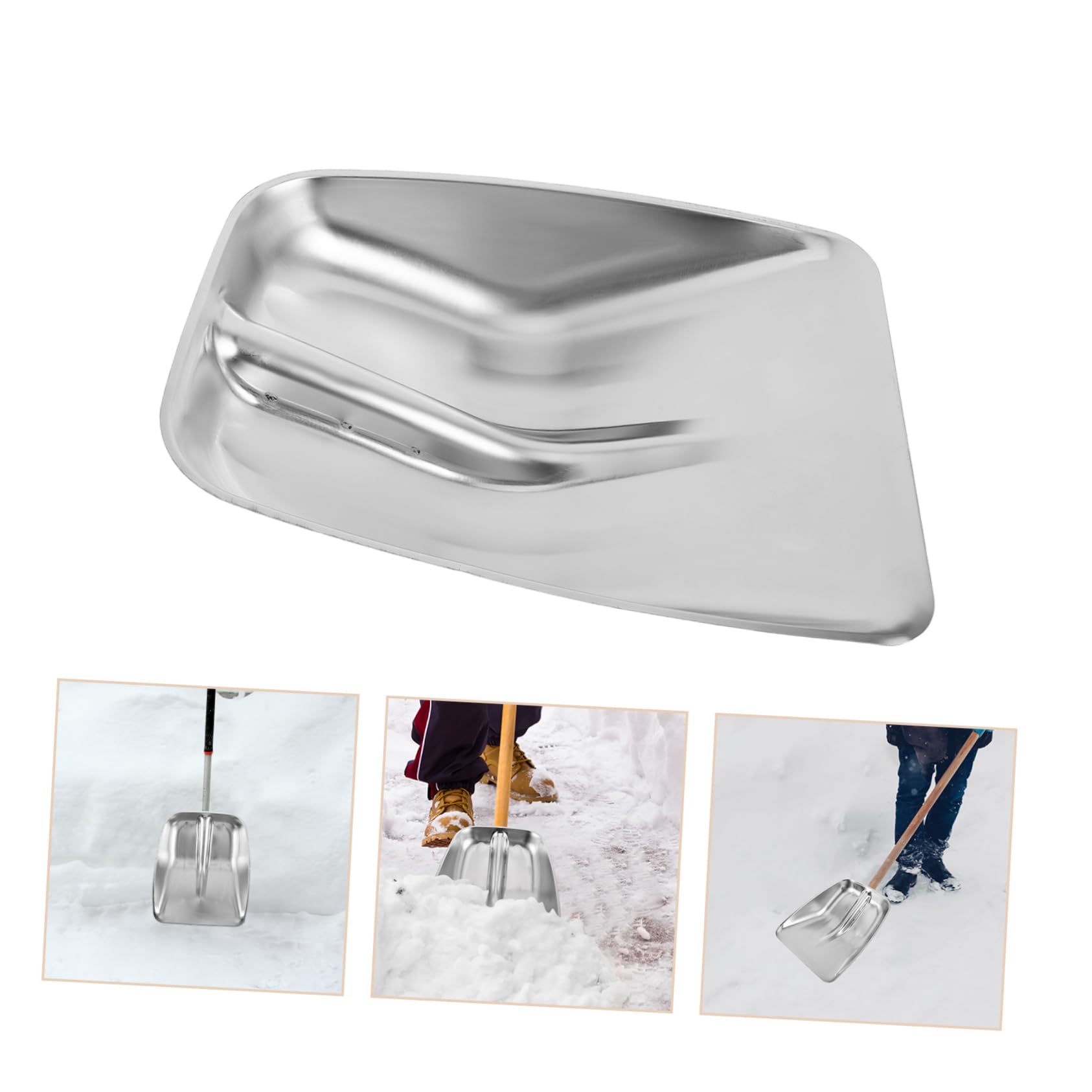 Testa Pala da Neve in Acciaio Inox Rinforzata Argento | Ricambio per Rimozione Neve, Uso Agricolo per Mangime e Cereali, Design Ergonomico Multifunzione