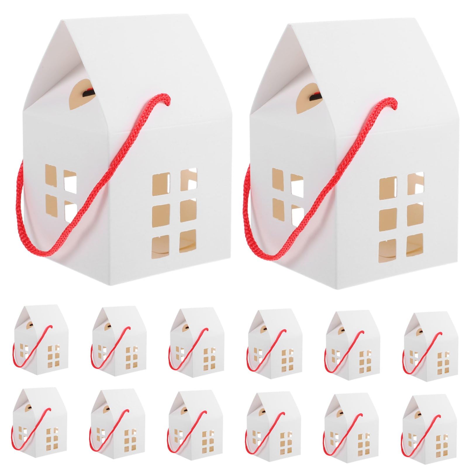 Operitacx 50 Pezzi Scatole Regalo a Forma di Piccola Casa in Carta Bianca, Eleganti e Funzionali per Confezioni Regalo e Decorazioni Fai da Te per Feste di Compleanno