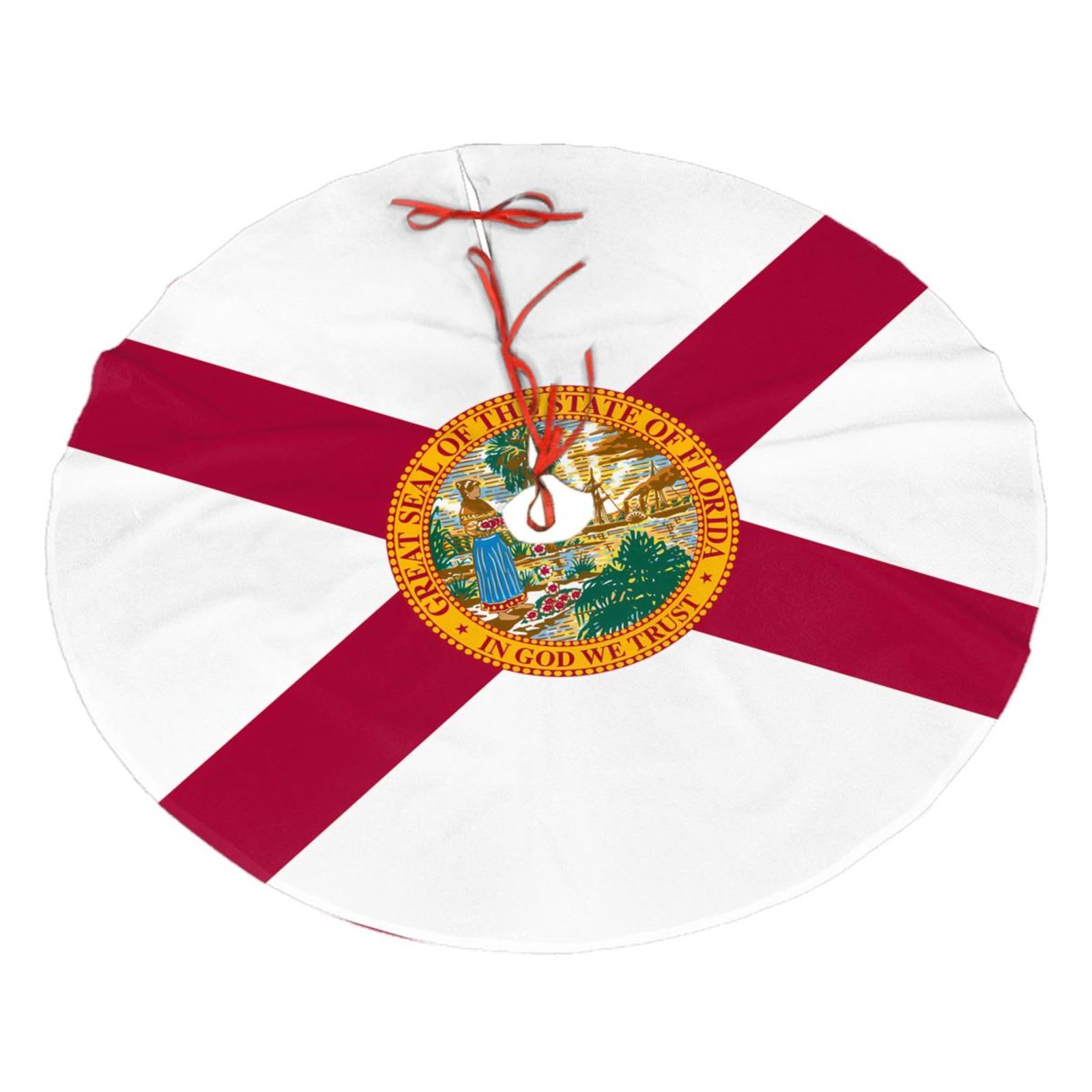 Flag of Florida Printed Christmas Tree Skirt Christmas Plush Tree Skirt 48 inches (About 112.2 cm) Christmas