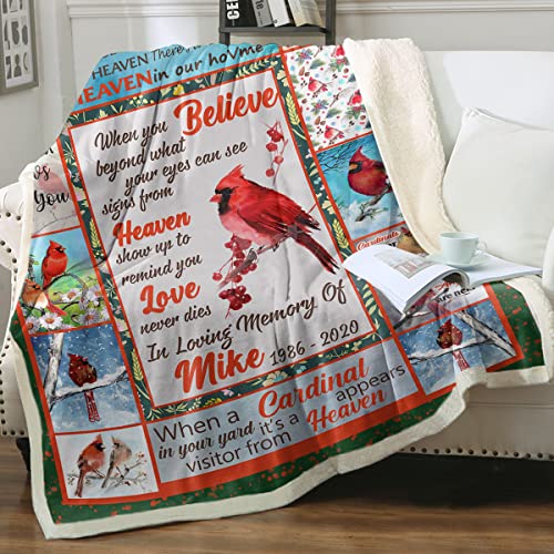 Sleepwish Red Cardinal Bird Fleece Blanket Christmas Bird Sherpa Throw Blanket Snowy Tree Northern Red Cardinal Bird Gifts King(108"X90") #TOP8