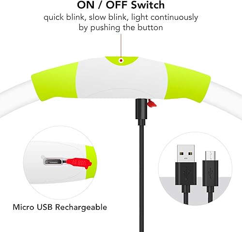 Miniatura 4 de Colaseeme Collar de perro con luz LED, 1 unidad, recargable por USB, TPU brillante, collares básicos de seguridad para perros grandes, medianos y