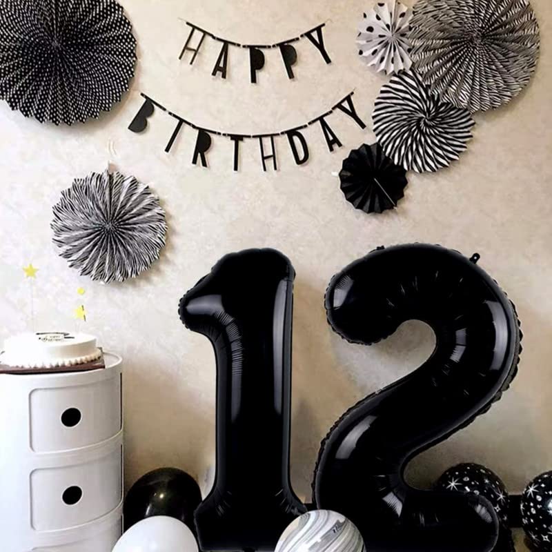 Image of Black 32 Inches 2 Numbers Shape Large Big Foil Helium Balloons For Party Decorations In Happy Birthday Anniversary Office Items Materials Set Pack, Pack Of 1