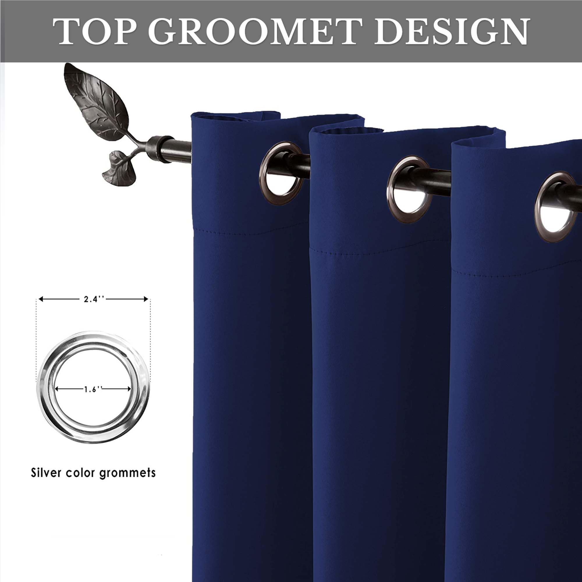 Yorkshire Bedding Ring Top Blackout Curtains for Bedroom 90x90 Inch Super Soft Thermal Insulated Navy Curtains Darkening Panels + 2 Tiebacks - Image 4