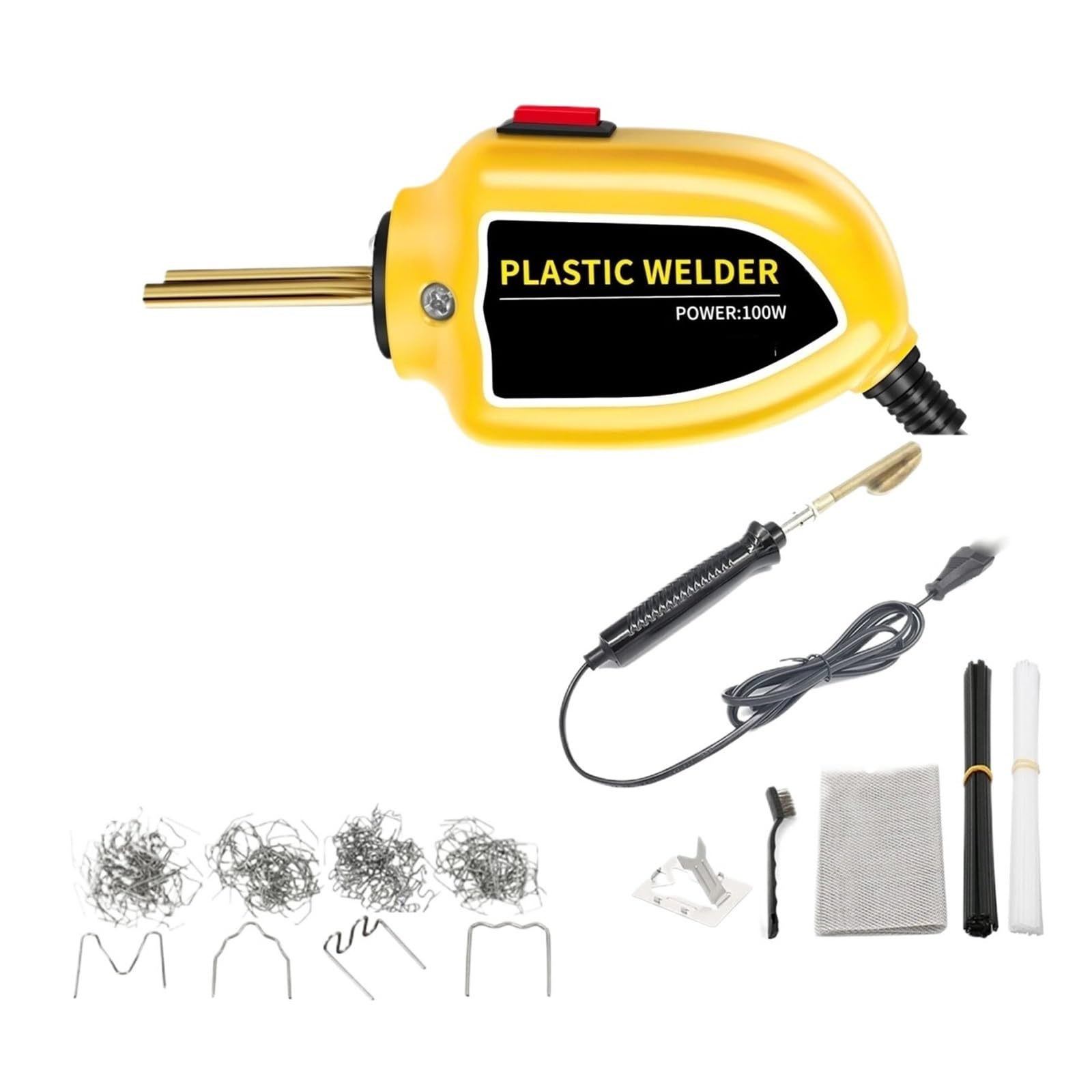 Spawacze z tworzywa sztucznego Zgrzewarka do plastiku 100 W pistolet termiczny 400 szt. zszywaczy na gorąco Zgrzewarka do plastiku Lutownica do zderzaków Zszywki Zestaw narzędzi do naprawy samochodów(