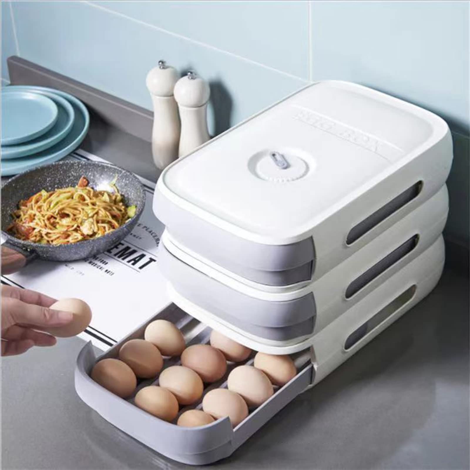 Cubo de Huevos para refrigerador, 1 Unidad, Caja de Almacenamiento de Huevos para refrigerador, cajón Moderno, Soporte para Mantenimiento Fresco, hogar, Cocina