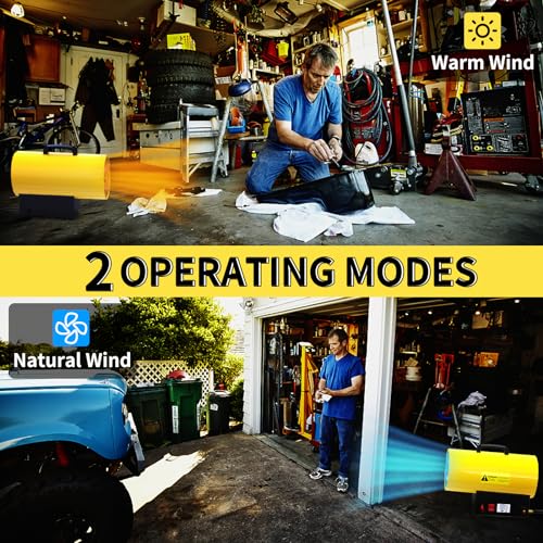Buyplus 60,000 BTU Propane Heater, Forced Air Propane Heater with Tip-over & Overheat Protection and 5FT Propane Hose, Outdoor Heater for Greenhouse, Warehouse, Garage, Workshop up to 1650 sq. ft