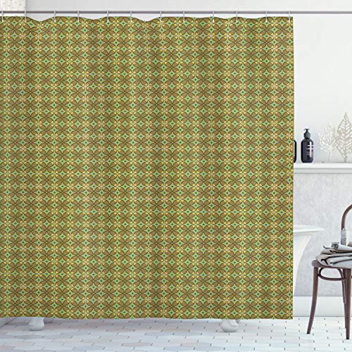 Ambesonne Earth Tones Shower Curtain, Natural Colors Inspired Leaf Shapes