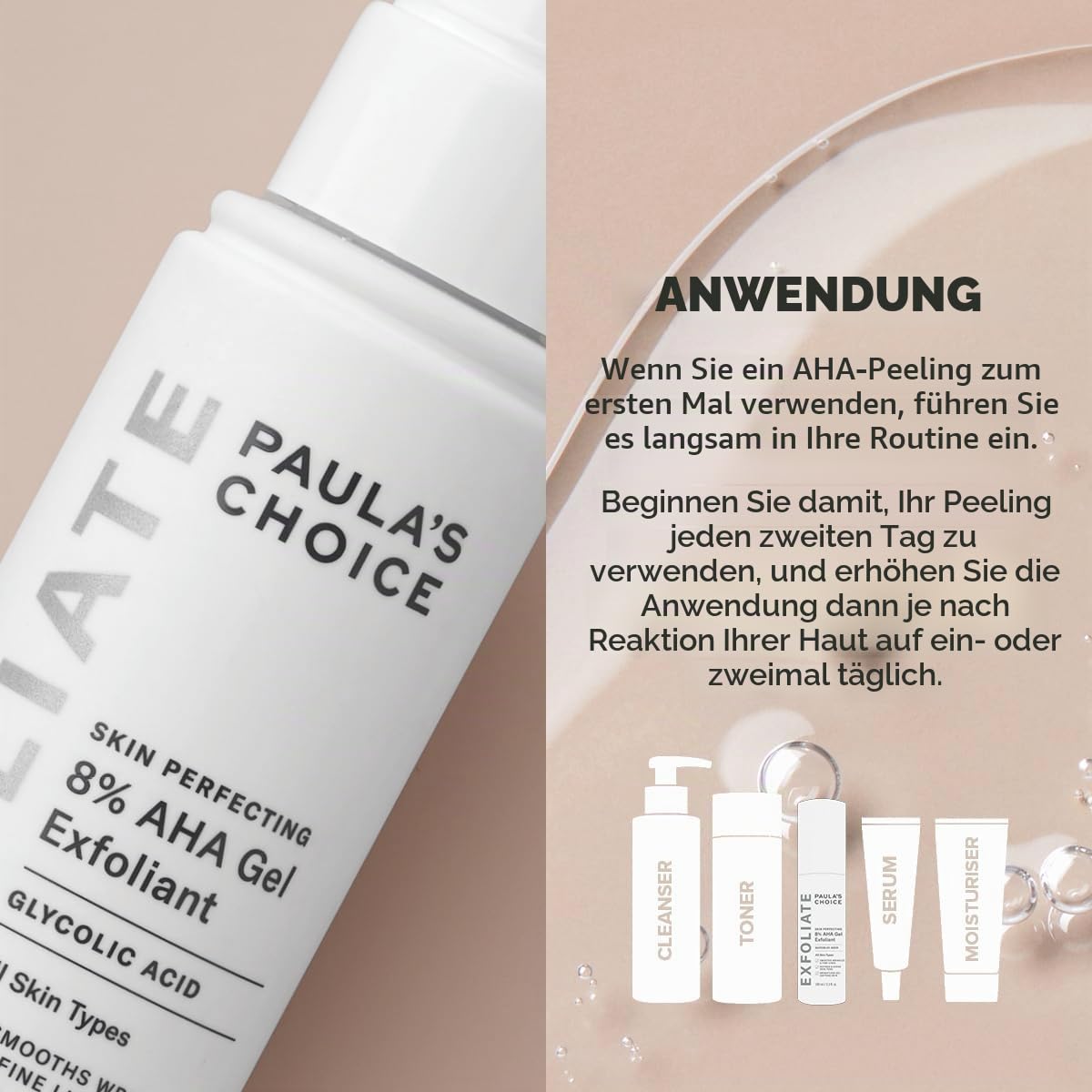 Paula's Choice Skin Perfecting 8% AHA Peeling Gel – Glättet Feine Linien und Falten – Anti-Aging Gesichtspeeling mit Glykolsäure – Weiche & Glatte Haut – Alle Hauttypen – 100 ml